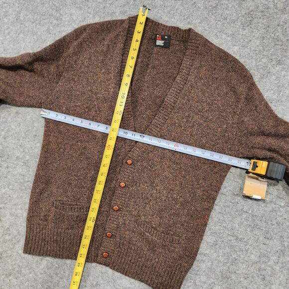 VTG Robert Bruce Mens XL Wool Knit Brown Preppy Cardigan Sweater USA Union Made - Picture 8 of 13